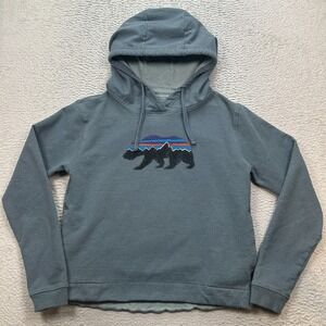 Patagonia Hooded Sweatshirt Women's Medium Fitz Roy Bear Uprisal Pocket